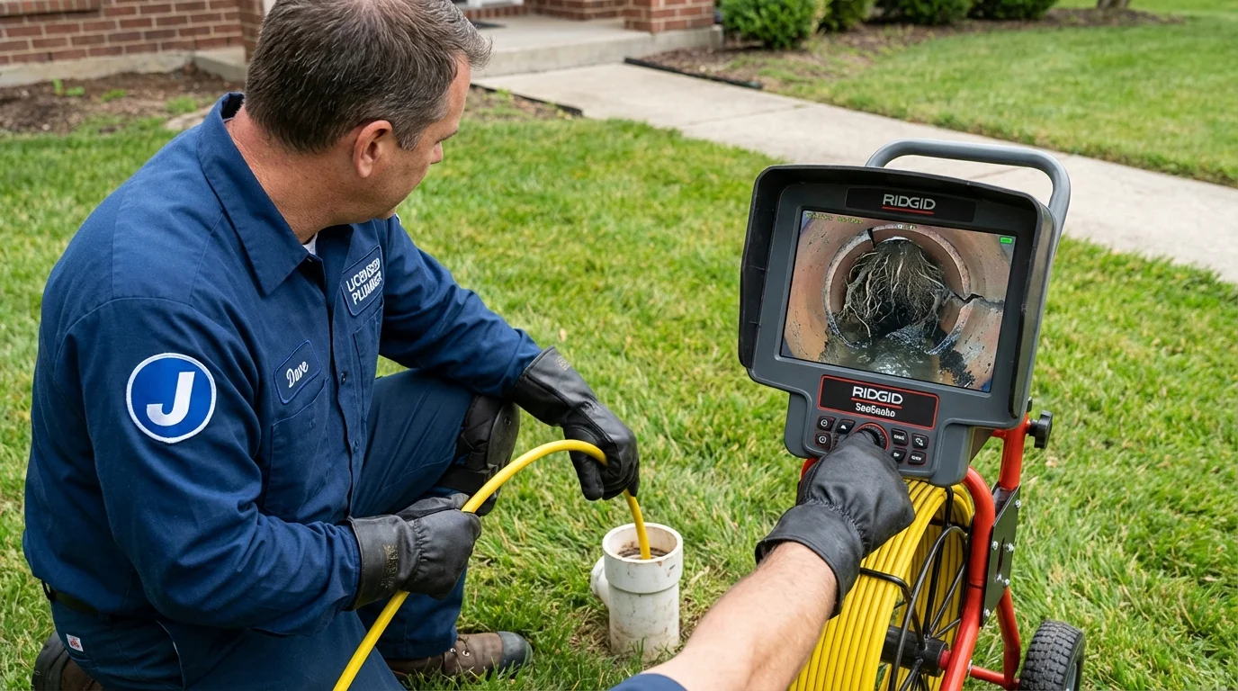 Sewer camera inspection being performed by Johns Plumbing LLC in Clinton